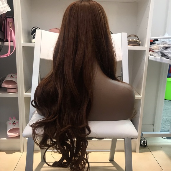 Human hair blend medium brown wig - Picture 5 of 8